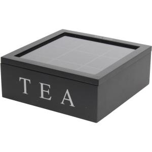 Teebox schwarz MDF B/H/L: ca. 23x9x23 cm