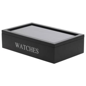 Uhrenbox schwarz Holz B/H/L: ca. 34,2x20,4x8,7 cm