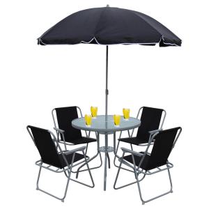 VCM Gartensitzgruppe Maxola schwarz Textilene B/H/L: ca. 75…