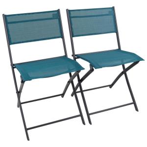 VCM Gartenstuhl 2er Set blau Stahl B/H/L: ca. 45x79x46 cm