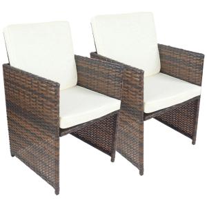 VCM Gartenstuhl 2er Set braun Rattan B/H/L: ca. 53x84x53 cm