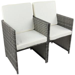 VCM Gartenstuhl 2er Set grau Rattan B/H/L: ca. 53x84x53 cm