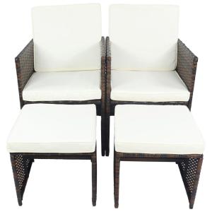 VCM Gartenstuhl 4er Set braun Rattan B/H/L: ca. 53x84x53 cm