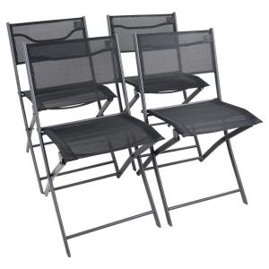 VCM Gartenstuhl 4er Set Sumila schwarz Metall B/H/L: ca. 45…