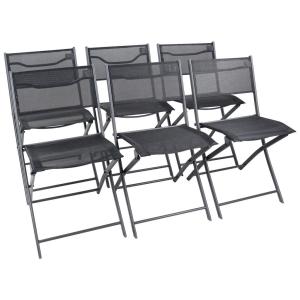 VCM Gartenstuhl 6er Set Sumila schwarz Metall B/H/L: ca. 45…