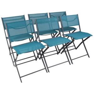 VCM Gartenstuhl 6er Set Sumila türkis Metall B/H/L: ca. 45x…