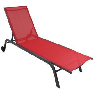 VCM Sonnenliege Sonlas rot Textilene B/H/L: ca. 58x32x192 cm