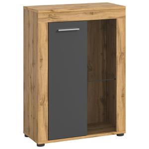 Vitrine Jam Eiche Wotan Nachbildung grau B/H/T: ca. 60x86x3…