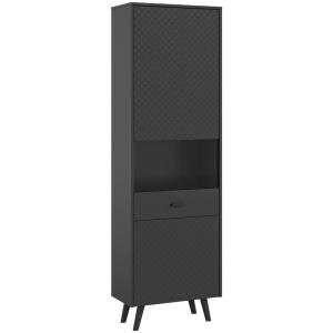 Vitrinenschrank LINEA grau schwarz B/H/T: ca. 58x195x37 cm