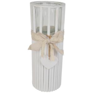 Windlicht weiß Bambus B/H/L: ca. 15x15x46 cm