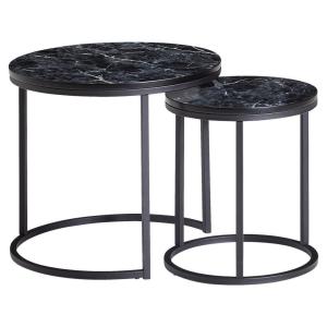 Wohnling Couchtisch 2er-Set. schwarz Marmor schwarz MDF Sta…