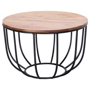 Wohnling Couchtisch natur schwarz Echtholz Eisen B/H/T: ca.…