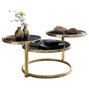 Wohnling Couchtisch schwarz gold Glas Stahl B/H/T: ca. 58x4…