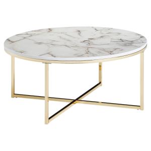 Wohnling Couchtisch weiß Marmor gold MDF Stahl B/H/T: ca. 8…