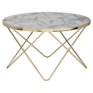 Wohnling Couchtisch weiß Marmor gold MDF Stahl B/H/T: ca. 8…