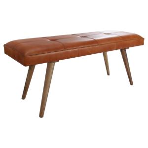 Wohnling Sitzbank braun natur Leder Echtholz B/H/T: ca. 117…