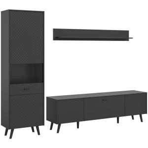 Wohnwand LINEA grau schwarz B/H/T: ca. 258x195x40 cm