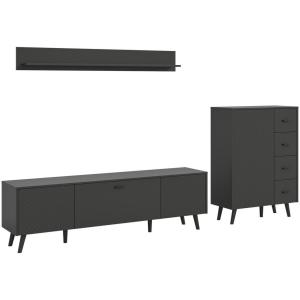 Wohnwand LINEA grau schwarz B/H/T: ca. 269x175x40 cm