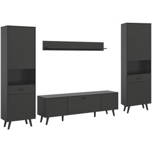 Wohnwand LINEA grau schwarz B/H/T: ca. 331x195x40 cm