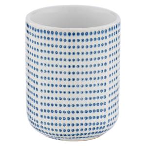 Zahnputzbecher weiß blau Keramik H/D: ca. 9,5x7,5 cm