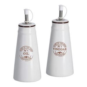 Zeller Essig-und Ölflaschen-Set weiß Keramik