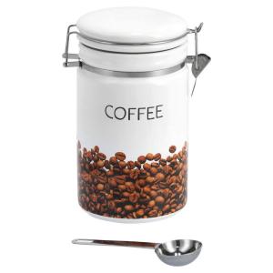 Zeller Kaffeedose mit Löffel weiß Keramik B/H/L: ca. 11x19,…